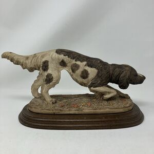 Resin Hunting Dog Sculpture Setter Pointer (A. Santini?) ~12.5” Long Heavy